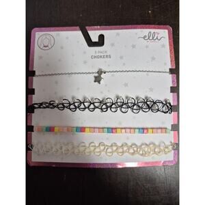 Y2K Aesthetic 4pc Choker Set Rainbow Beads, Star Charm, Pearl & Ombre 8188